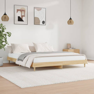 NNEVL Bed Frame Sonoma Oak 183x203 cm King Size Engineered Wood