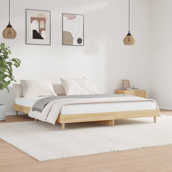 NNEVL Bed Frame Sonoma Oak 183x203 cm King Size Engineered Wood