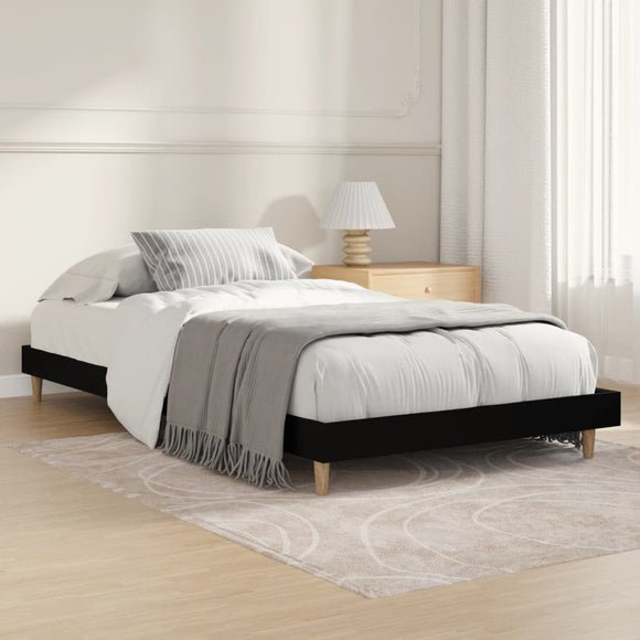 NNEVL Bed Frame Black 92x187 cm Single Bed Size Engineered Wood