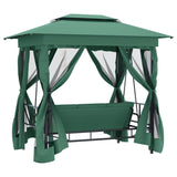 NNEVL Garden Gazebo with Convertible Swing Bench Green Fabric&Steel
