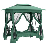 NNEVL Garden Gazebo with Convertible Swing Bench Green Fabric&Steel