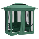 NNEVL Garden Gazebo with Convertible Swing Bench Green Fabric&Steel