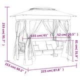 NNEVL Garden Gazebo with Convertible Swing Bench Green Fabric&Steel