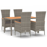 NNEVL 5 Piece Garden Dining Set with Cushions Grey Poly Rattan