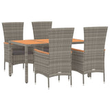 NNEVL 5 Piece Garden Dining Set with Cushions Grey Poly Rattan