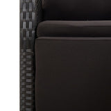 NNEVL 3 Piece Garden Dining Set Black Poly Rattan&Solid Wood Acacia