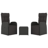 NNEVL 3 Piece Garden Lounge Set Black Poly Rattan&Steel