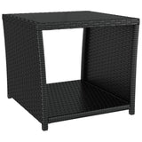 NNEVL 3 Piece Garden Lounge Set Black Poly Rattan&Steel