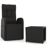 NNEVL 2 Piece Garden Lounge Set Black Poly Rattan&Steel
