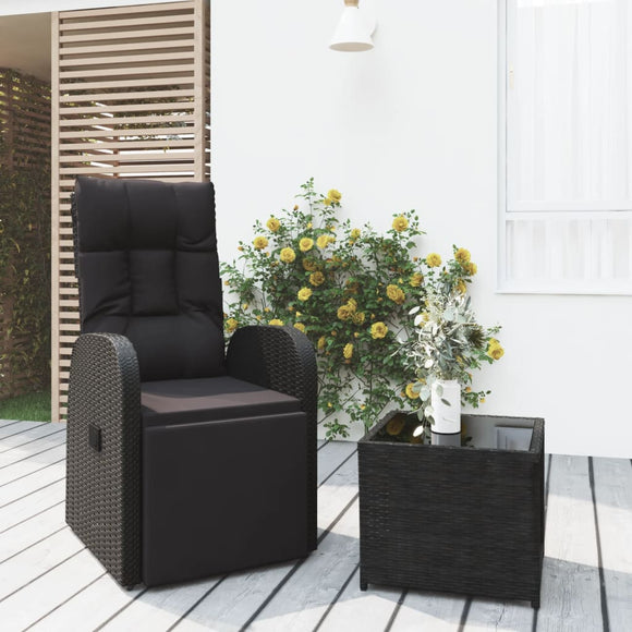 NNEVL 2 Piece Garden Lounge Set Black Poly Rattan&Steel