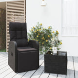 NNEVL 2 Piece Garden Lounge Set Black Poly Rattan&Steel