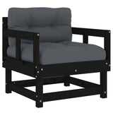 NNEVL Garden Chairs with Cushions 2 pcs Black Solid Wood Pine