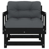NNEVL Garden Chairs with Cushions 2 pcs Black Solid Wood Pine