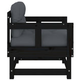 NNEVL Garden Chairs with Cushions 2 pcs Black Solid Wood Pine
