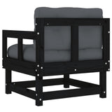 NNEVL Garden Chairs with Cushions 2 pcs Black Solid Wood Pine