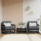 NNEVL Garden Chairs with Cushions 2 pcs Black Solid Wood Pine