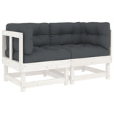NNEVL Corner Sofas with Cushions 2 pcs White Solid Wood Pine