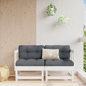 NNEVL Corner Sofas with Cushions 2 pcs White Solid Wood Pine