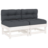 NNEVL Middle Sofas with Cushions 2 pcs White Solid Wood Pine
