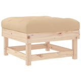 NNEVL Garden Footstools with Cushions 2pcs Solid Wood Pine