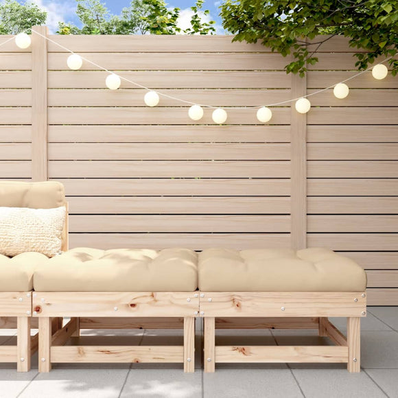 NNEVL Garden Footstools with Cushions 2pcs Solid Wood Pine