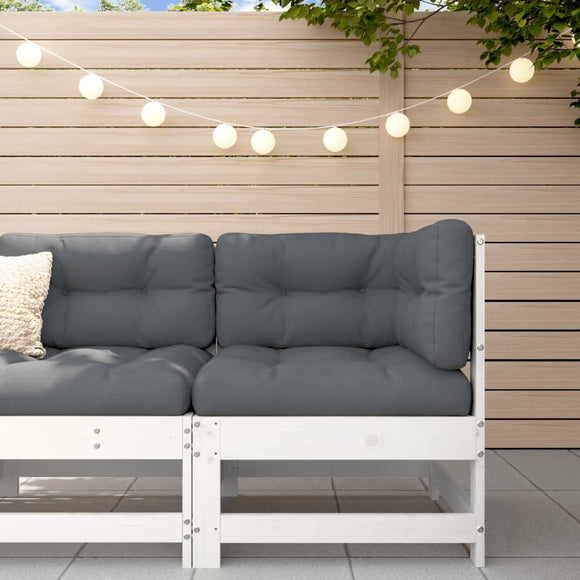 NNEVL Corner Sofa with Cushions White Solid Wood Pine