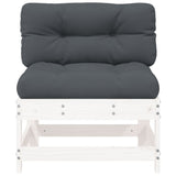 NNEVL Middle Sofa with Cushions White Solid Wood Pine