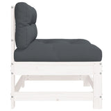 NNEVL Middle Sofa with Cushions White Solid Wood Pine