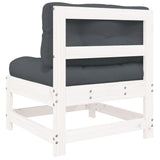NNEVL Middle Sofa with Cushions White Solid Wood Pine