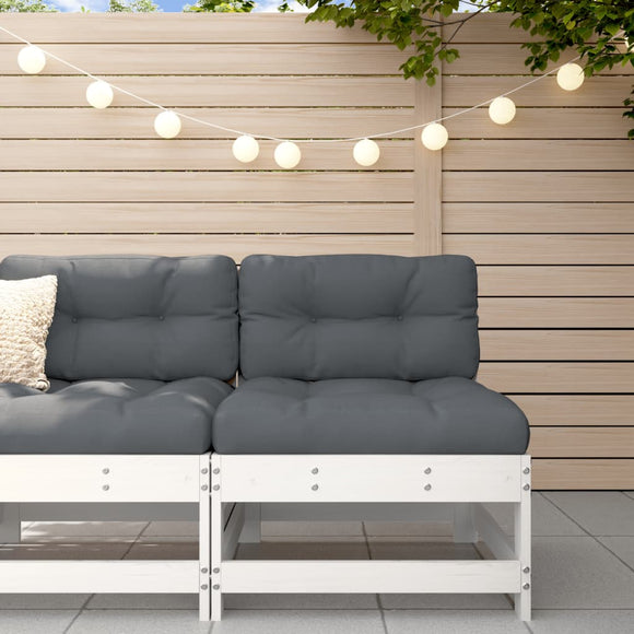 NNEVL Middle Sofa with Cushions White Solid Wood Pine