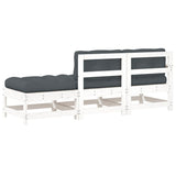 NNEVL 3 Piece Garden Lounge Set with Cushions White Solid Wood