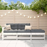 NNEVL 3 Piece Garden Lounge Set with Cushions White Solid Wood
