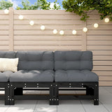 NNEVL Middle Sofas with Cushions 2 pcs Black Solid Wood Pine