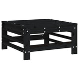 NNEVL Garden Footstools with Cushions 2pcs Black Solid Wood Pine