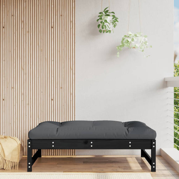 NNEVL Garden Footstool Black 120x80 cm Solid Wood Pine
