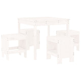 NNEVL 5 Piece Garden Dining Set White Solid Wood Pine