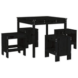 NNEVL 5 Piece Garden Dining Set Black Solid Wood Pine