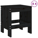 NNEVL 5 Piece Garden Dining Set Black Solid Wood Pine