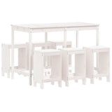 NNEVL 7 Piece Garden Bar Set White Solid Wood Pine