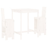 NNEVL 3 Piece Garden Bar Set White Solid Wood Pine