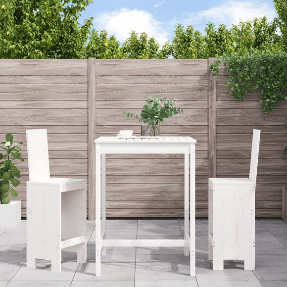 NNEVL 3 Piece Garden Bar Set White Solid Wood Pine