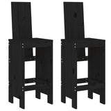 NNEVL 3 Piece Garden Bar Set Black Solid Wood Pine