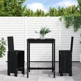 NNEVL 3 Piece Garden Bar Set Black Solid Wood Pine