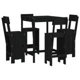 NNEVL 5 Piece Garden Bar Set Black Solid Wood Pine