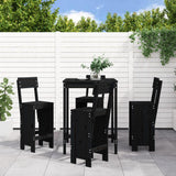 NNEVL 5 Piece Garden Bar Set Black Solid Wood Pine