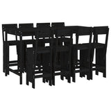 NNEVL 7 Piece Garden Bar Set Black Solid Wood Pine