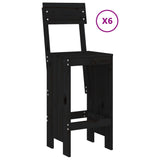 NNEVL 7 Piece Garden Bar Set Black Solid Wood Pine