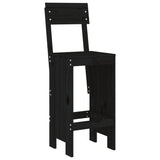 NNEVL 7 Piece Garden Bar Set Black Solid Wood Pine