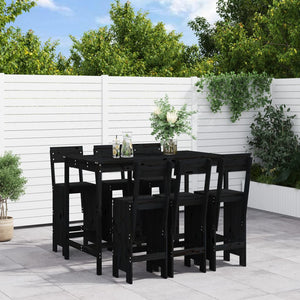 NNEVL 7 Piece Garden Bar Set Black Solid Wood Pine