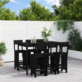 NNEVL 7 Piece Garden Bar Set Black Solid Wood Pine